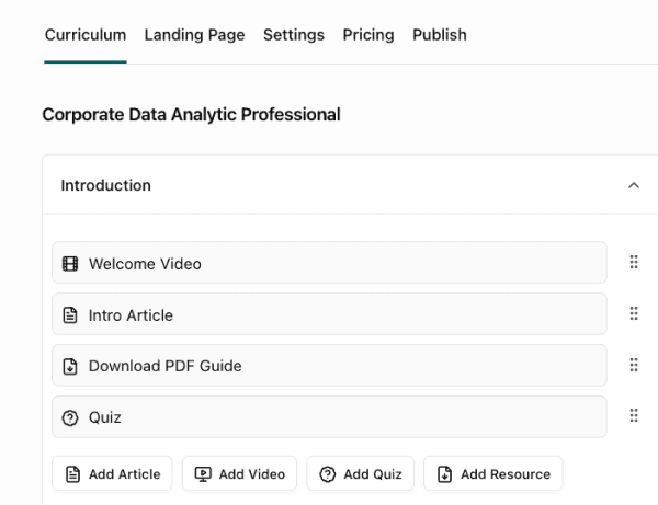 intuitive course builder